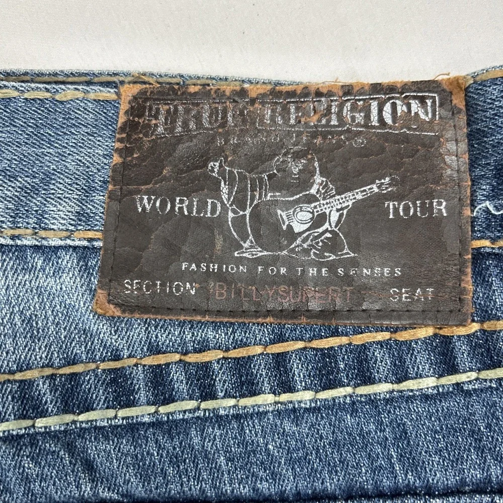 VTG True Religion Billy Super T Jeans 38x32 Made In USA Blue Denim Flare Bootcut